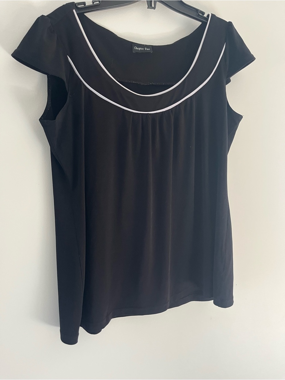 Chapter Black Tank Top with White Piping